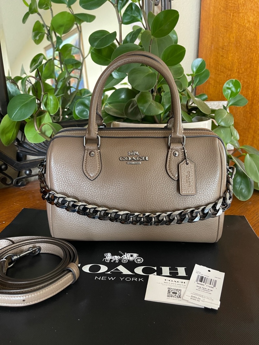 NWT Coach Rowan Satchel in Dark Stone